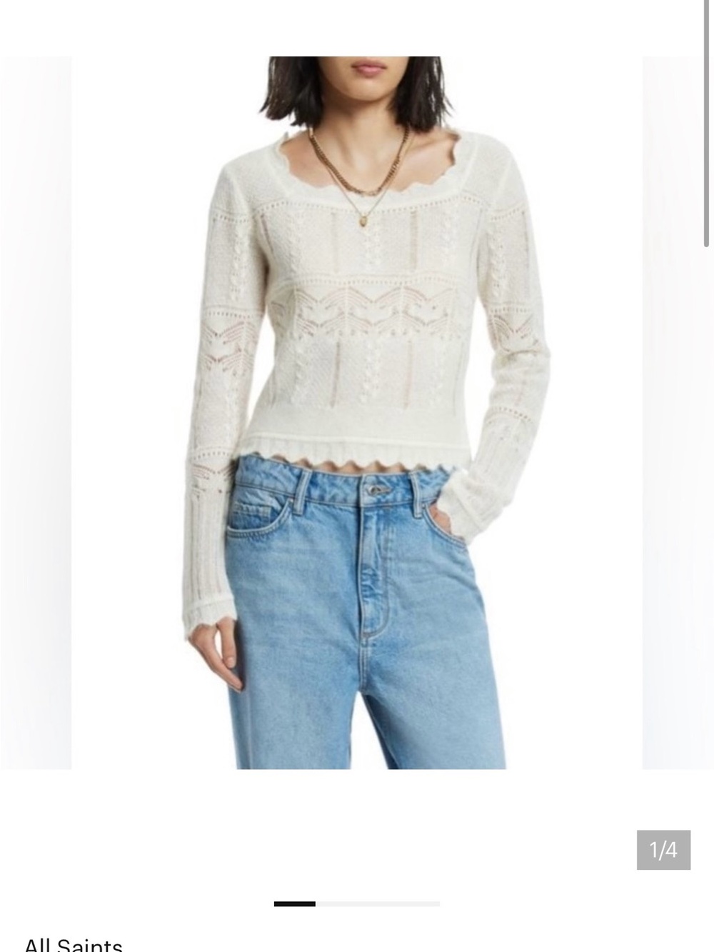 AllSaints Vanessa Off-White Open Weave Sweater